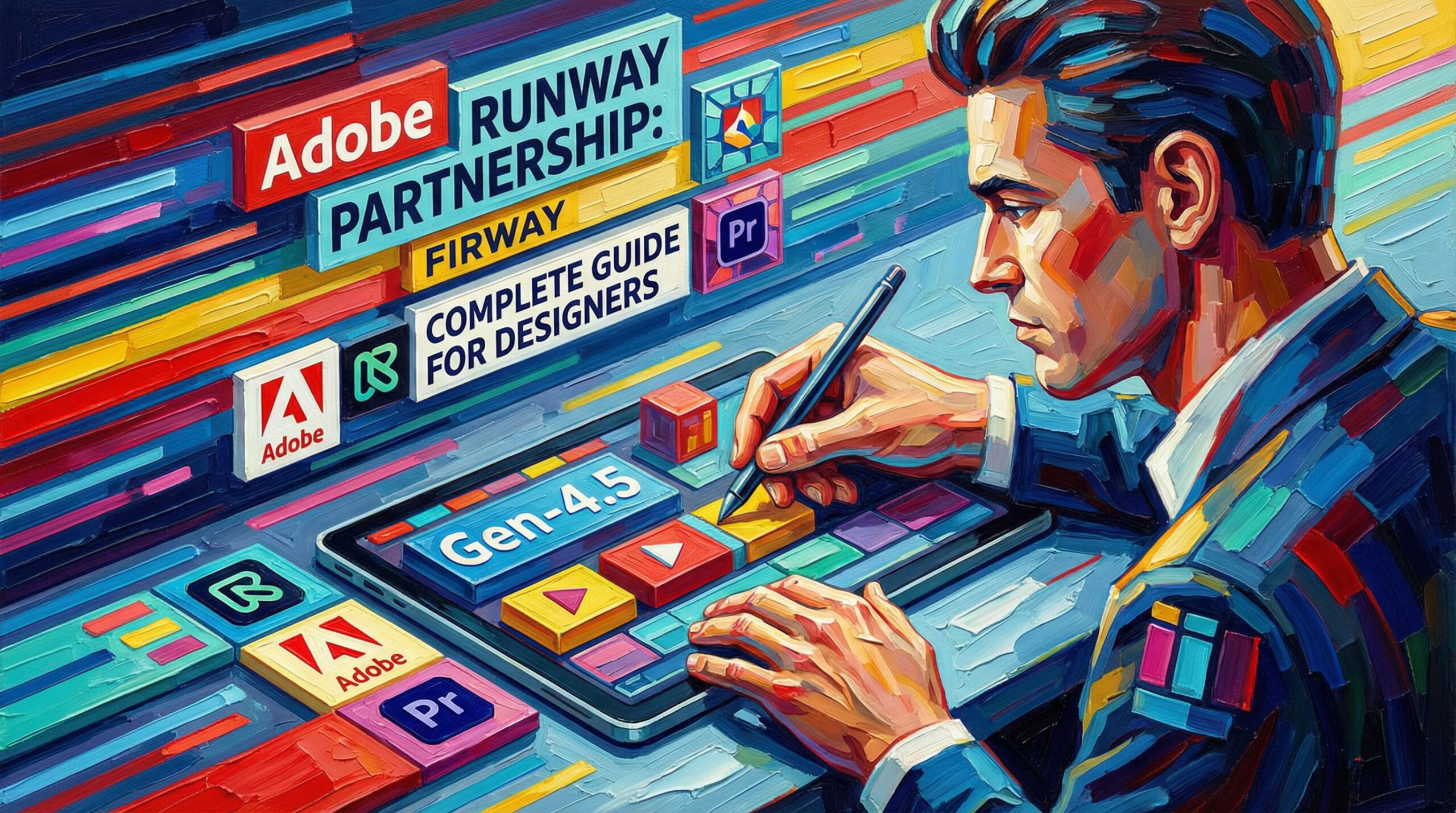 Adobe Runway partnership integration showing Gen-4.5 video generation in Firefly and Premiere Pro for graphic designers