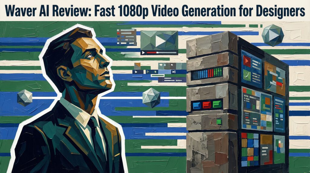Waver AI interface showing text-to-video generation with 1080p output options for graphic designers