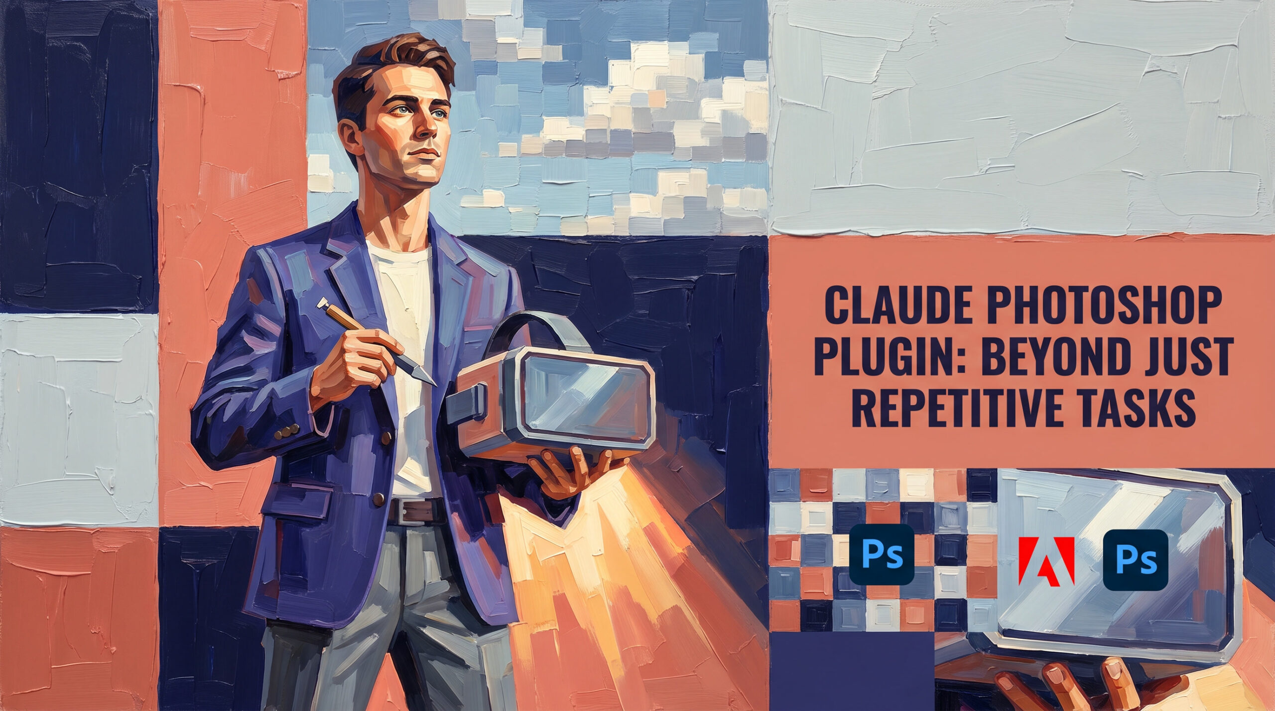 Claude Photoshop plugin integration showing AI-assisted design workflow in Adobe Creative Cloud